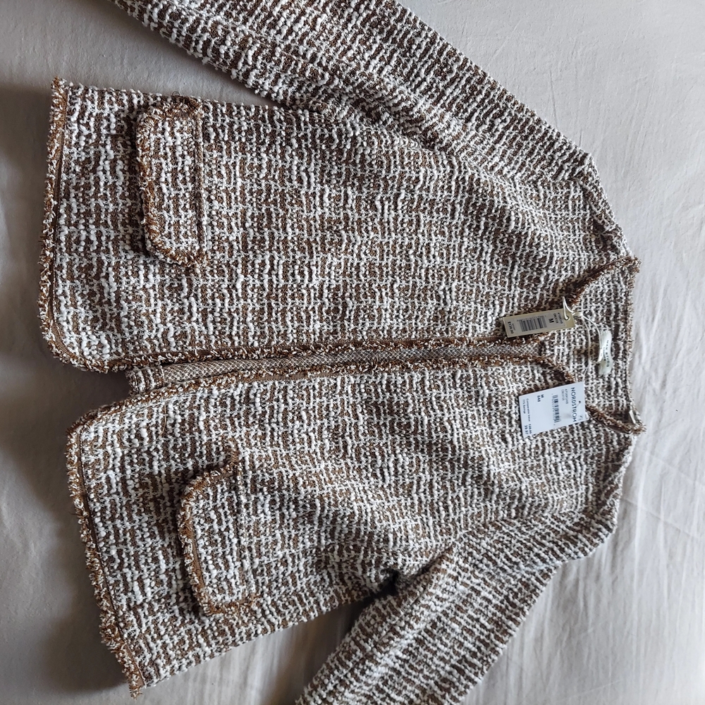 Max Studio Brown and White Tweed Blazer